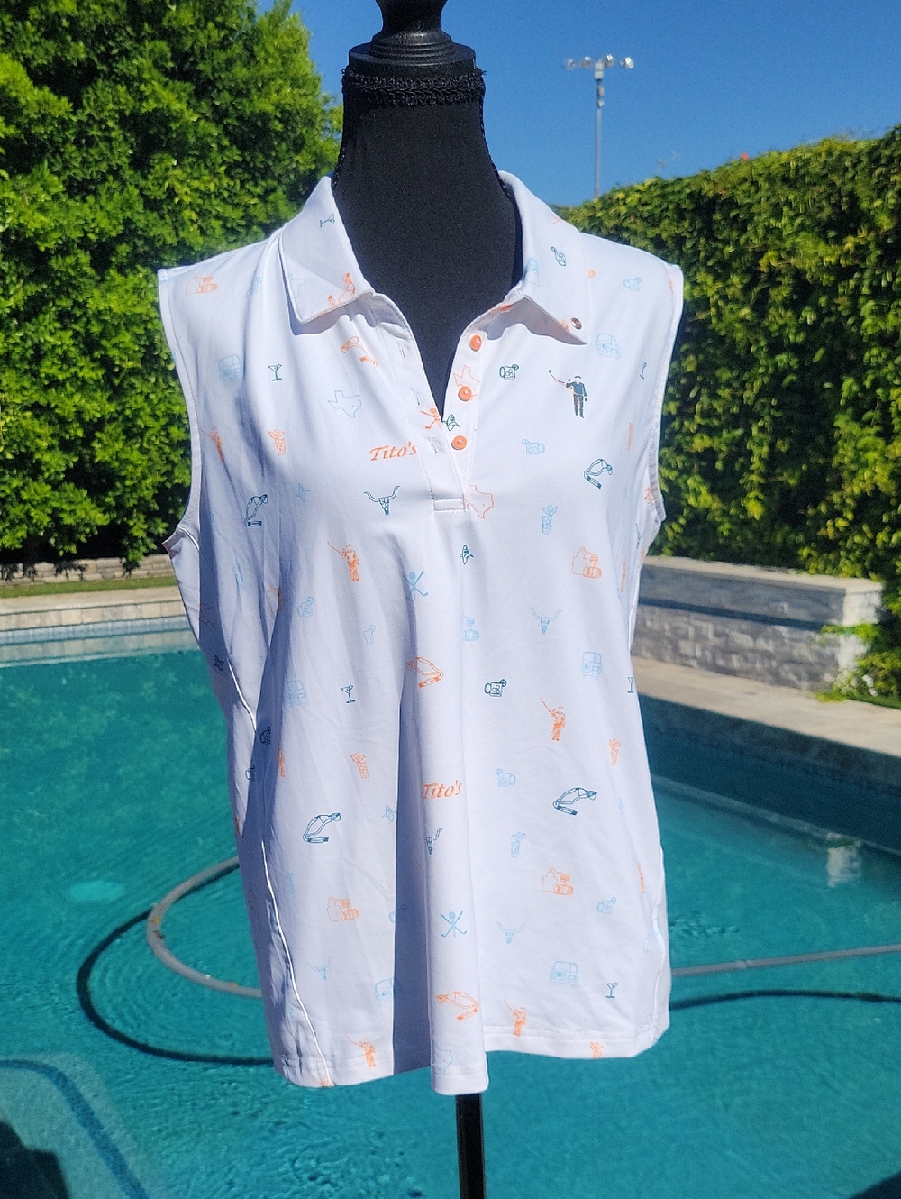 William Murray Golf Sleeveless Polo Texas Titos Polo Tank L